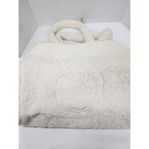 Victoria’s Secret White Sherpa Carryall Tote  Purse Bag VS Logo
